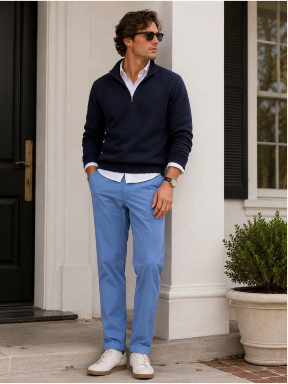 Hugo Boss Light Blue chino pants cotton trousers gold preppy baby shower sz 38R